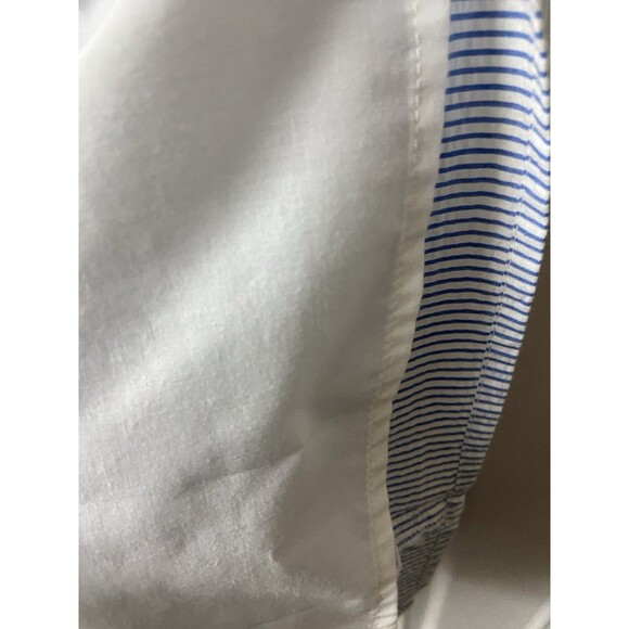 J Crew Factory Dress Size 14 Blue & White Stripe Seersucker Jumper Strappy - Picture 12 of 12